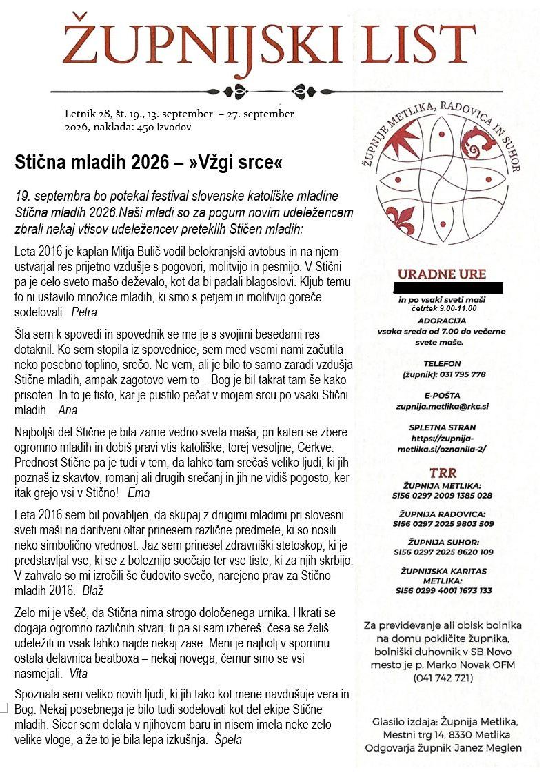 št. 19 13.09.2026 - naslovnica